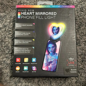 LED heart mirrored phone selfie light new in box